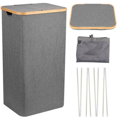 Neel Blue 100L Grey Foldable Laundry Hamper With Lid from B&Q