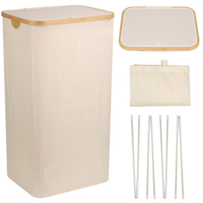 Neel Blue 100L Beige Foldable Laundry Hamper With Lid from B&Q