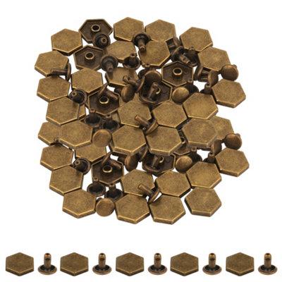 B&Q -  12mm Bronze Hexagonal Feet Cap With 7mm Rivets Studs25Pcs