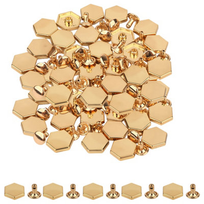 B&Q -  12mm Gold Hexagonal Feet Cap With 7mm Rivets Studs25Pcs