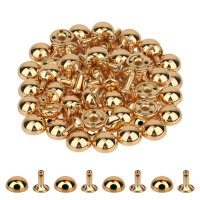 B&Q -  12mm Gold Dome Shaped Bag Feet Rivets With 9mm Round Studs25Pcs