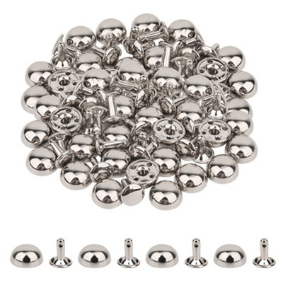 B&Q -  12mm Silver Dome Shaped Bag Feet Rivets With 9mm Round Studs25Pcs