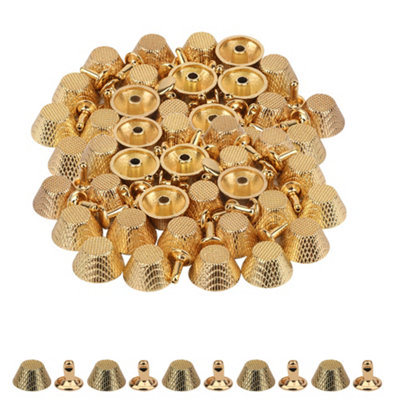 B&Q -  14mm Gold Etched Mushroom Bag Feet Rivets With 9mm Tubular Studs25Pcs