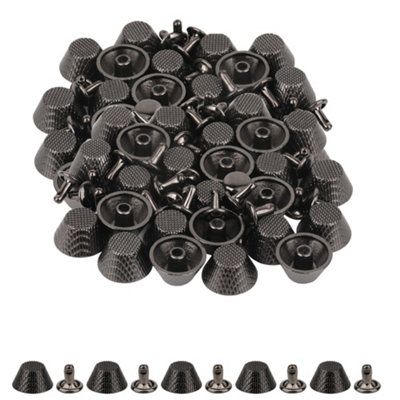 B&Q -  14mm Gunmetal Etched Mushroom Bag Feet Rivets With 9mm Tubular Studs25Pcs