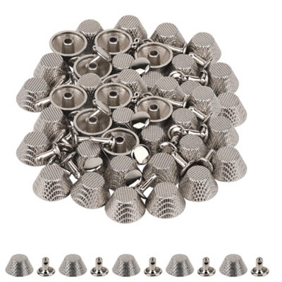 B&Q -  14mm Silver Etched Mushroom Bag Feet Rivets With 9mm Tubular Studs25Pcs