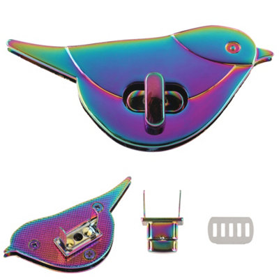 Neel Blue Rainbow Twist Turn Bird Shape ClaspRetro Style Metal Bag Lock Hardware from B&Q