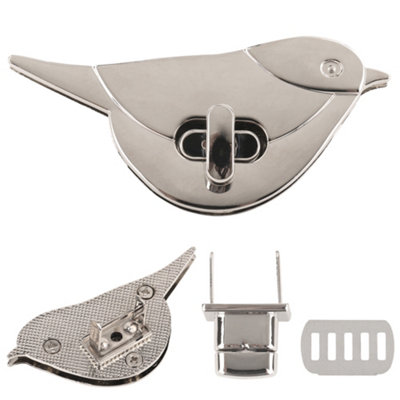 Neel Blue Silver Twist Turn Bird Shape ClaspRetro Style Metal Bag Lock Hardware from B&Q