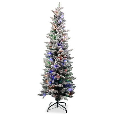 Neel Blue 4Ft Prelit Snow- Kissed Frosted Slim Christmas TreePre-Lit Xmas Tree from B&Q