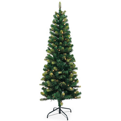 Neel Blue 6Ft Yuletide Slim Pencil Christmas TreePre-Lit Xmas Tree from B&Q