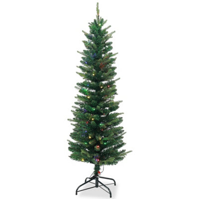 Neel Blue Blue Neel Pre-Lit Slim Artificial Christmas Tree, Pre-Lit Xmas Tree 5Ft
