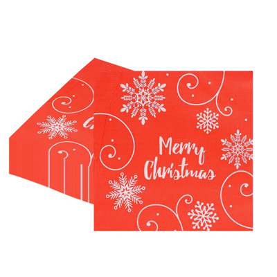 Neel Blue White Snowflakes Christmas Design Red Paper Napkins33Cm X 33Cm from B&Q