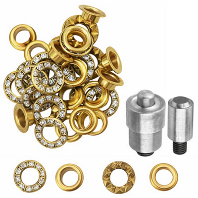 Neel Blue 6mm Diamante Gold Eyelet Bundle With Washers And Setting Die50Pcs from B&Q