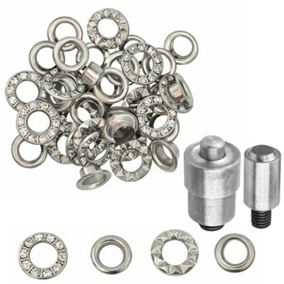 Neel Blue 6mm Silver Diamante Eyelets Set With Washers & Setting Die50Pcs from B&Q