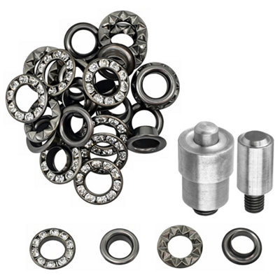 Neel Blue 6mm Gunmetal Diamante Eyelet Kit With Washers And Setting Die50Pcs from B&Q