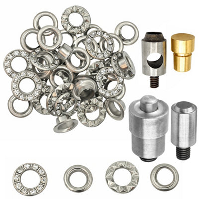 Neel Blue 6mm Silver Diamante Eyelets With WashersDual Hole Cutting Punching Dies Set50Pcs from B&Q