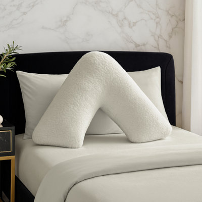 Teddy Bear Fleece Super Soft Cosy V Shape Pillowcase Cream from B&Q