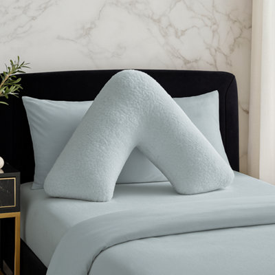  - Teddy Bear Fleece Super Soft Cosy V Shape Pillowcase Duck Egg Blue