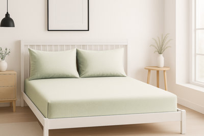 Luxury 200Tc Soft Touch Fitted Sheet Bed Linen 30Cm Extra Deep Skirt Cream from B&Q