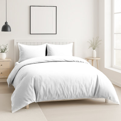 Luxury 200Tc Duvet Cover And Pillowcase/s Set Bed Linen White from B&Q