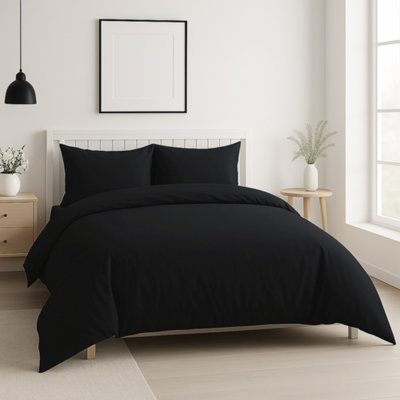 Luxury 200Tc Duvet Cover And Pillowcase/s Set Bed Linen Black from B&Q