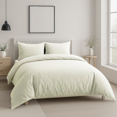 Luxury 200Tc Duvet Cover And Pillowcase/s Set Bed Linen Cream from B&Q
