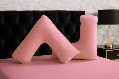 Microfibre Soft Touch V Shape Plain Dyed Pillowcase Pink from B&Q