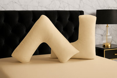 Microfibre Soft Touch V Shape Plain Dyed Pillowcase Beige from B&Q