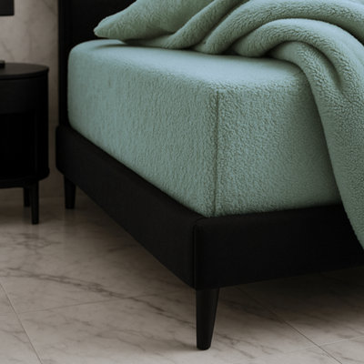 Teddy Fitted Sheet 30Cm Extra Deep Soft Cuddly Soft Touch Bedding Teal from B&Q