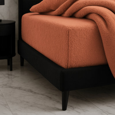 Teddy Fitted Sheet 30Cm Extra Deep Soft Cuddly Soft Touch Bedding Tangerine from B&Q
