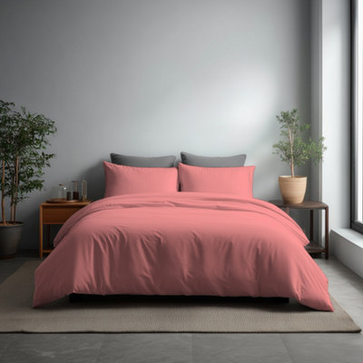 Microfibre Soft Touch Duvet Cover And Pillowcase/s Set Bed Linen Pink from B&Q