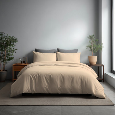 Microfibre Soft Touch Duvet Cover And Pillowcase/s Set Bed Linen Cream from B&Q