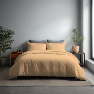 Microfibre Soft Touch Duvet Cover And Pillowcase/s Set Bed Linen Beige from B&Q