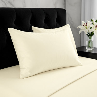 Microfibre Soft Touch Plain Dyed Housewife Pillowcase Pair Cream from B&Q