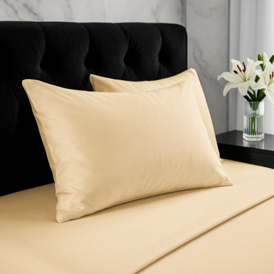 Microfibre Soft Touch Plain Dyed Housewife Pillowcase Pair Beige from B&Q