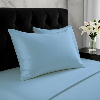 B&Q Microfibre Soft Touch Plain Dyed Housewife Pillowcase Pair Light/Blue