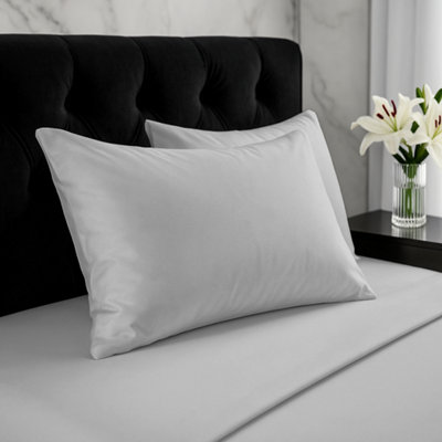 Microfibre Soft Touch Plain Dyed Housewife Pillowcase Pair Silver from B&Q