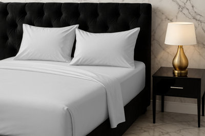 Microfibre Soft Touch Flat Sheet Plain Dyed Bed Linen White from B&Q