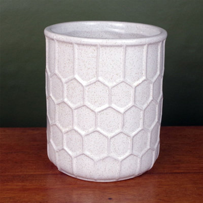 Leaf White Honeycomb Ceramic Planter Plant Pot Botanik from B&Q