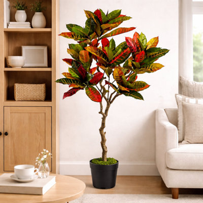 B&Q -  130Cm Artificial Codiaeum Multicoloured Tree