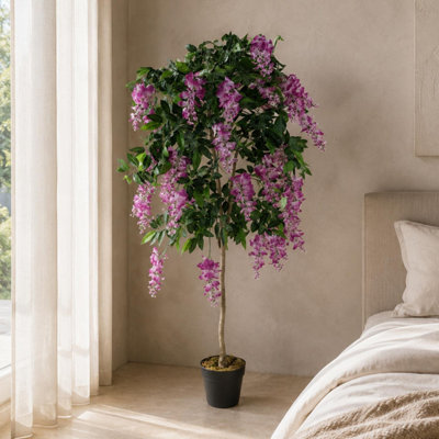 Leaf Artificial Wisteria Tree 150Cm Artificial Purple/Pink Realistic Botanik Wisteria/Purple/Pink