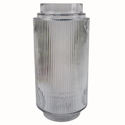 Leaf Glass Vase Clear Ridged Glass Vase 31Cm Botanik from B&Q