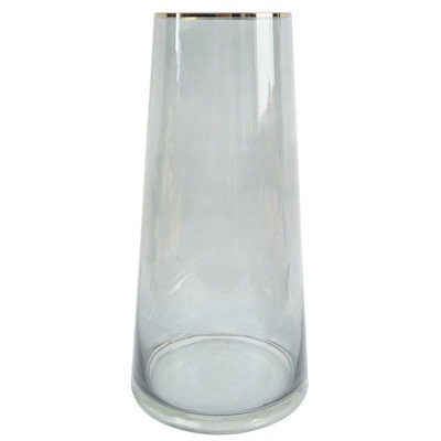 Leaf Glass Vase Gold Rim Smoke Grey Glass Vase 28Cm Botanik from B&Q