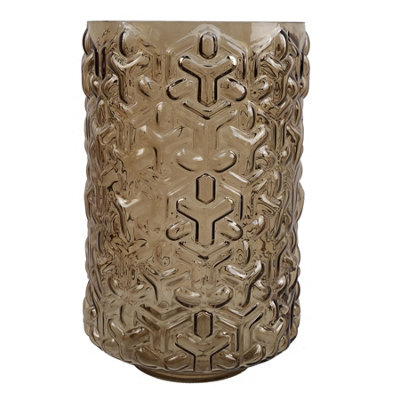 Leaf Glass Vase Embossed Chestnut Glass Vase 26Cm Botanik from B&Q