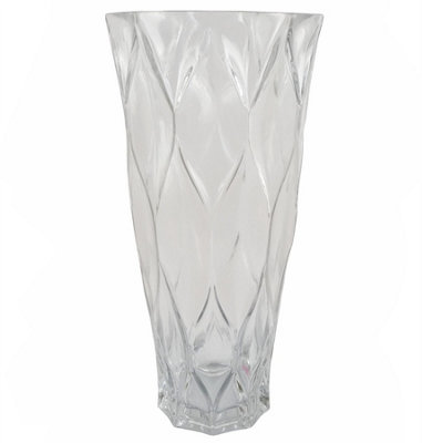Leaf Glass Vase Clear Chunky Ridged Glass Vase 35Cm Botanik from B&Q