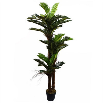 Blue Pirate Black Artificial Large Palm Tree With Natural Trunk 150Cm - Realistic Plant By Botanik - Image 6