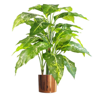 Large 100cm Artificial Aglaonema Plant Tree - Botanik - Green - Copper Planter - Image 6