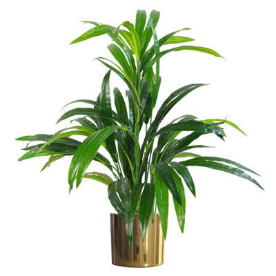 Artificial Bamboo Plant - 65cm - Realistic Leaf Design - Green - Botanik - Gold Metal Planter - Image 6