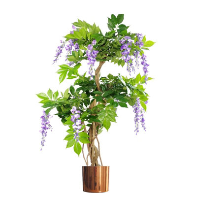 Leaf Artificial Wisteria Tree Plant 110Cm Artificial Purple Copper Planter 110Cm Botanik from B&Q