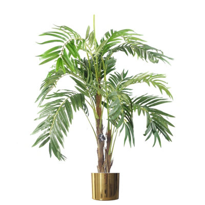 Large Artificial Palm Tree 120Cm Luxury Gold Planter 4Ft Realistic Leaf Design Botanik from B&Q