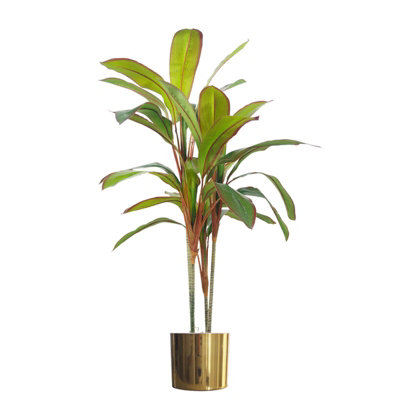 Leaf Gold Tropical Artificial Dracaena Palm Plant Realistic Planter 100Cm Botanik Large